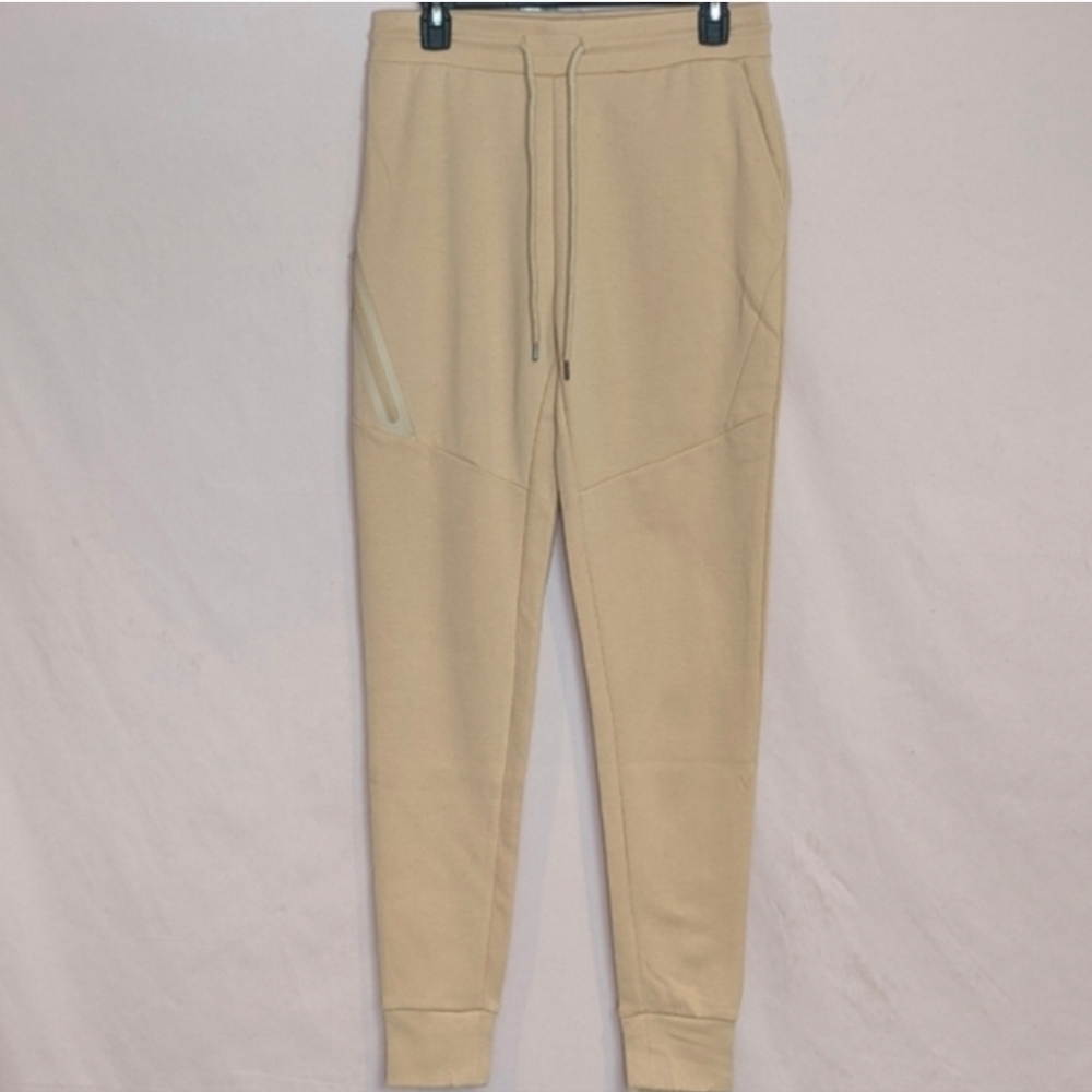 Oyster Guy Neutral Tan Jogger Sweatpants with Zip Close Pockets size Small